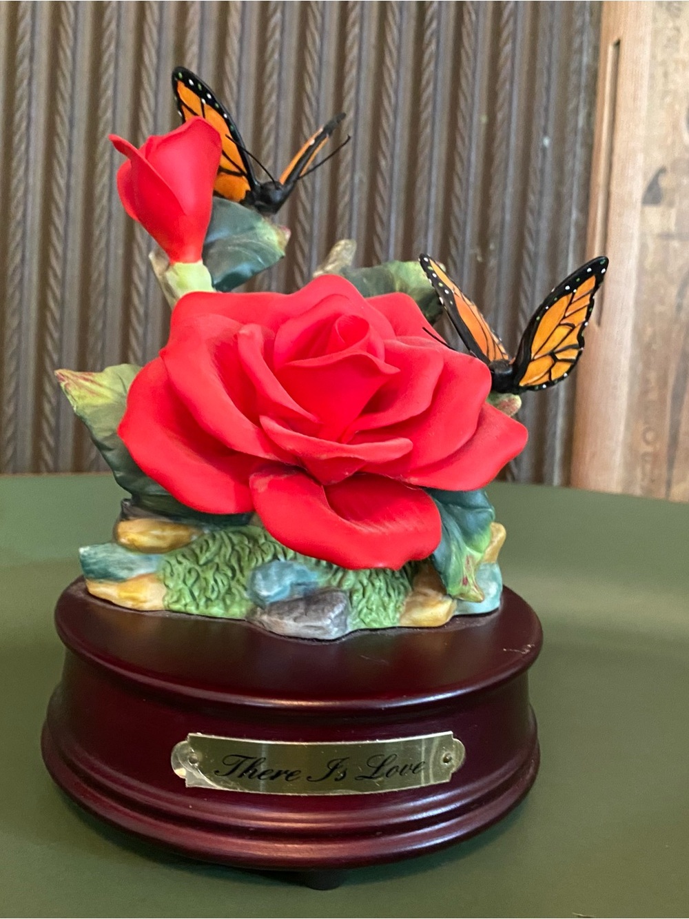 Red Rose and Butterfly Figurine Musical Decor - There Is Love
